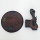 Pedestal table / asian tripod plant holder - black lacquered wood - 1970