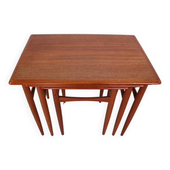 Kai Kristiansen teak nesting side table set of 3 , 1960's denmark