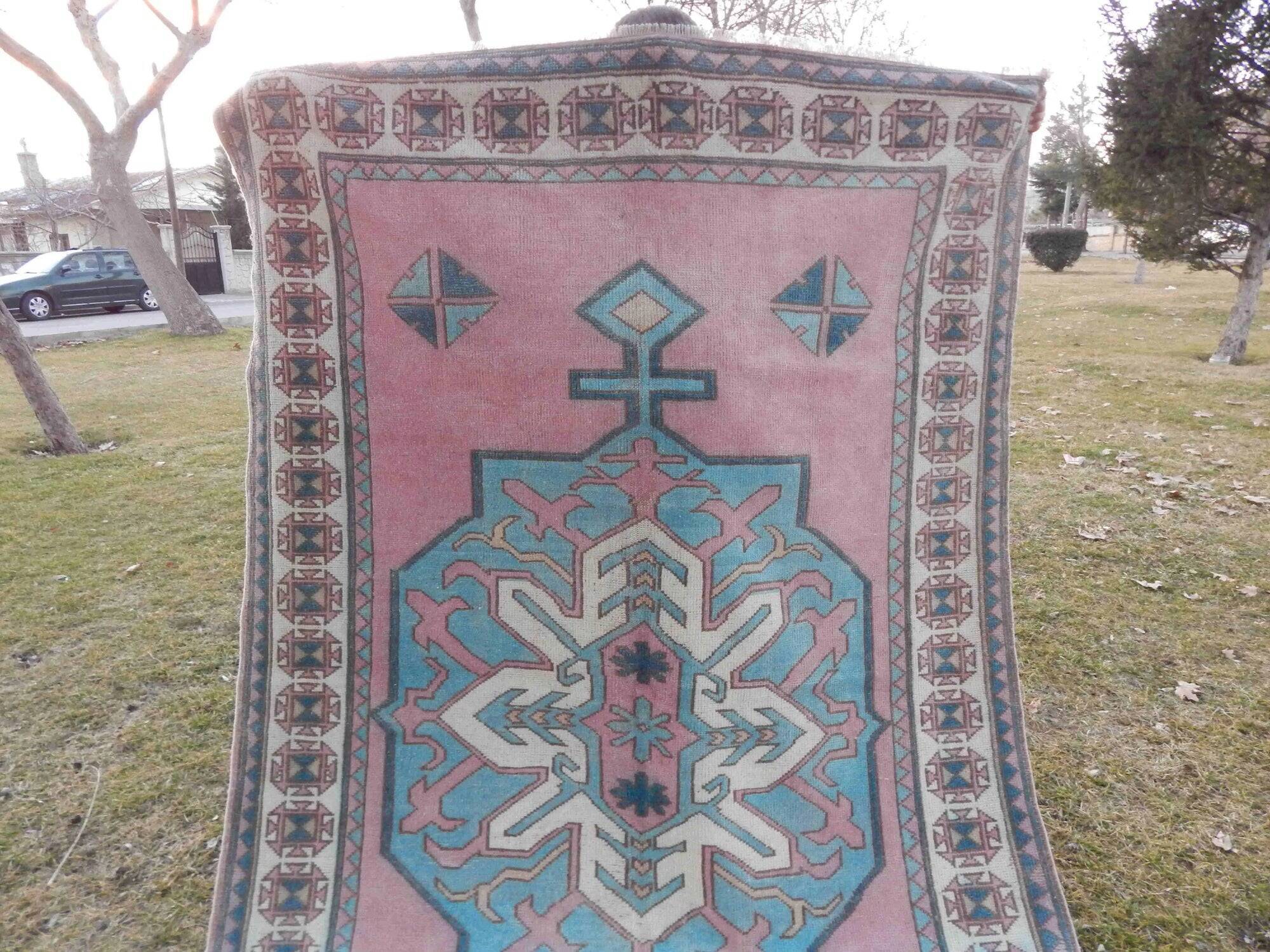 Vintage Turkish Oushak rug 158x233 cm