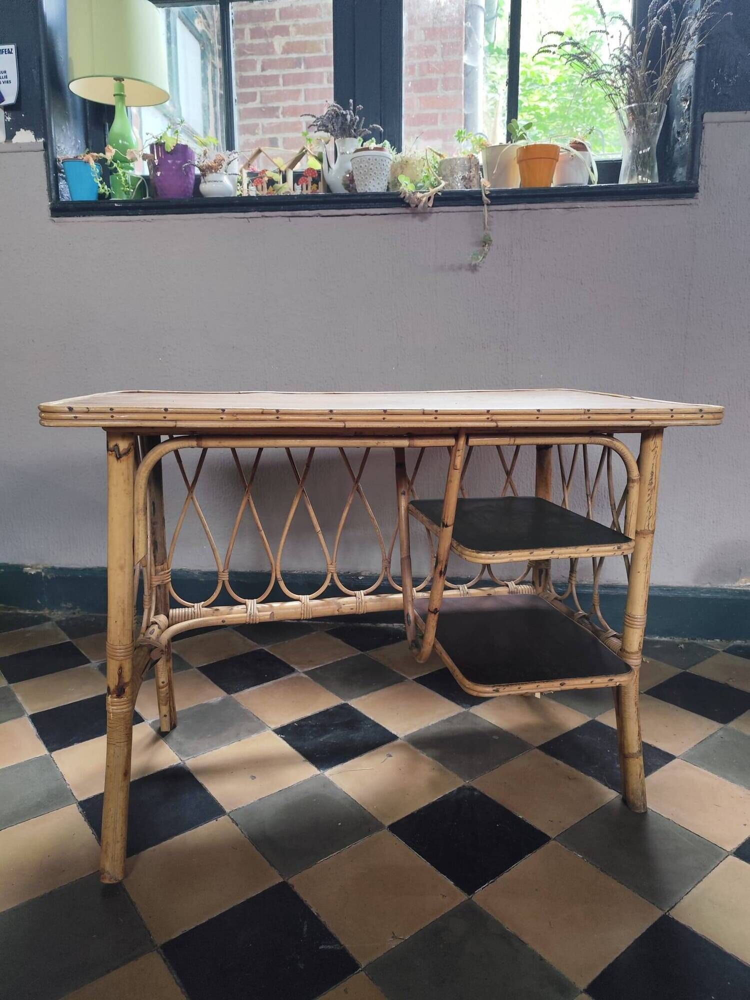 Rattan desk, 1950