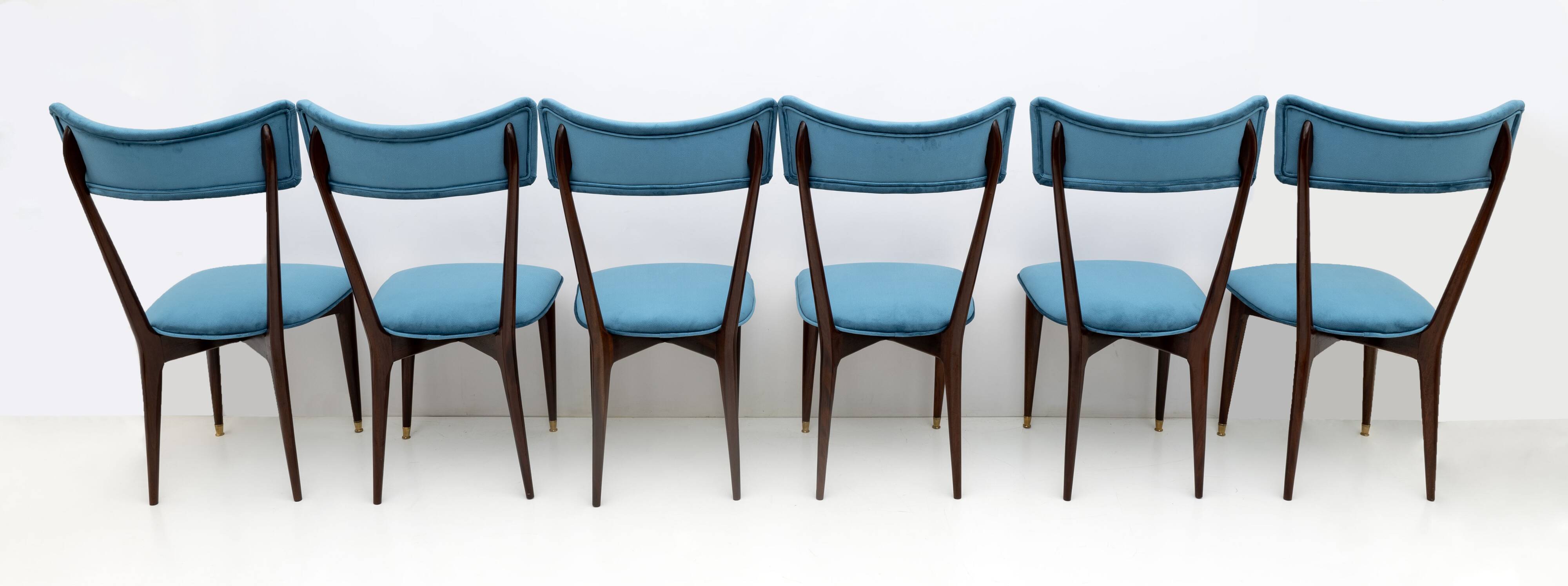 Ico & Luisa Parisi Rare Set of Six Mid-century Modern Velvet Dining Chairs