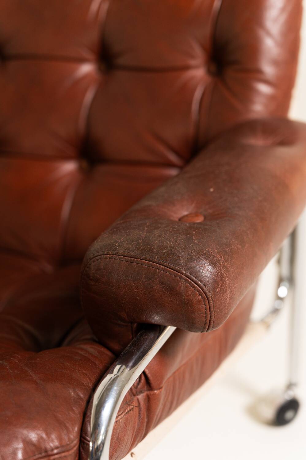 Leather and chrome-plated steel armchair, Sweden, 1960s/70s
