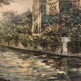 Oil on canvas representing Notre-Dame de Paris post-impressionist
