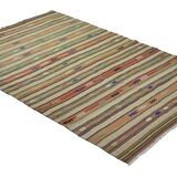 Modern Unique Rug, Turkish Oriental Handmade Boho Kilim Rug,for Kitchen,Bedroom	163x 251 cm