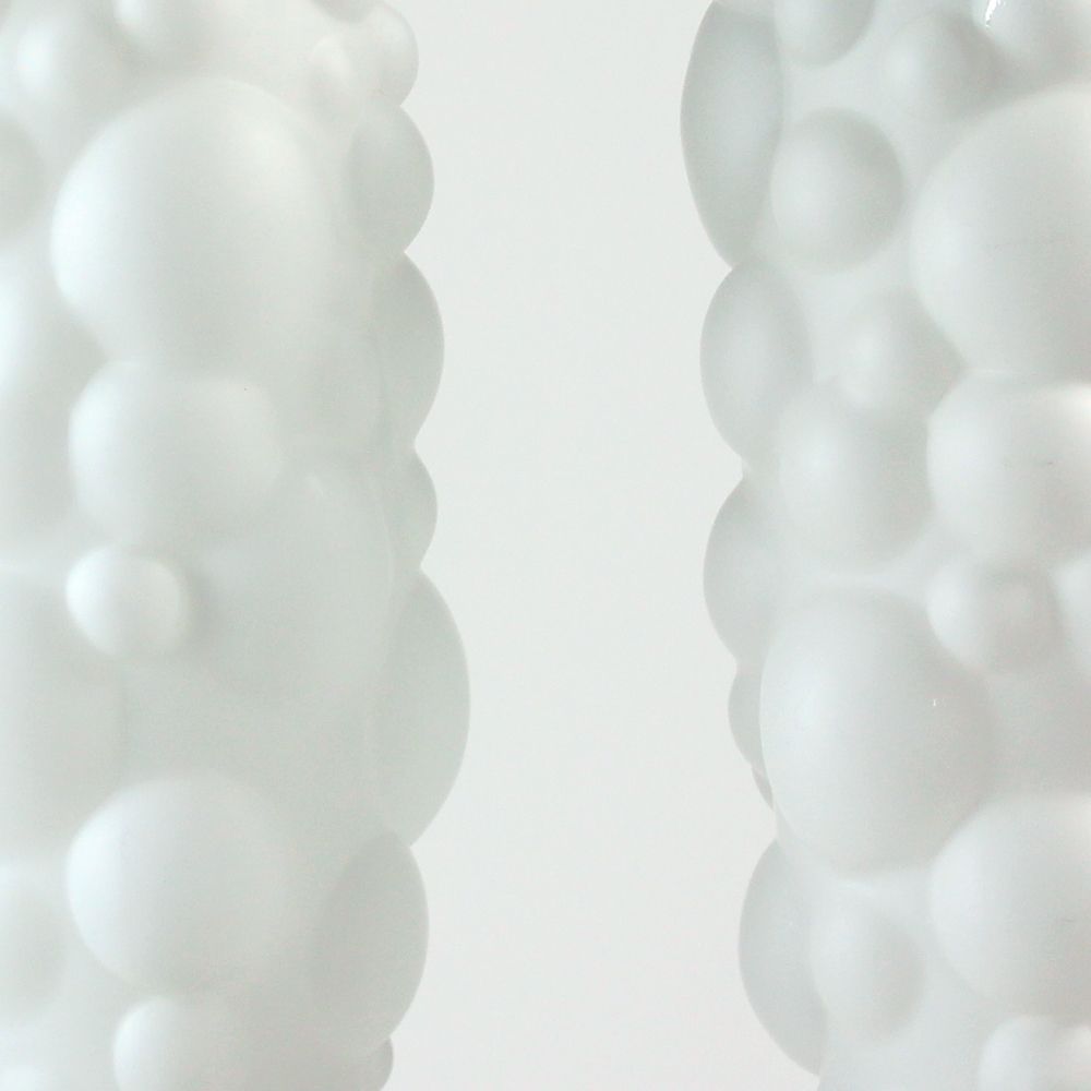 Bubble pendants in white opaline glass, Czechoslovakia 1960s, set of 2