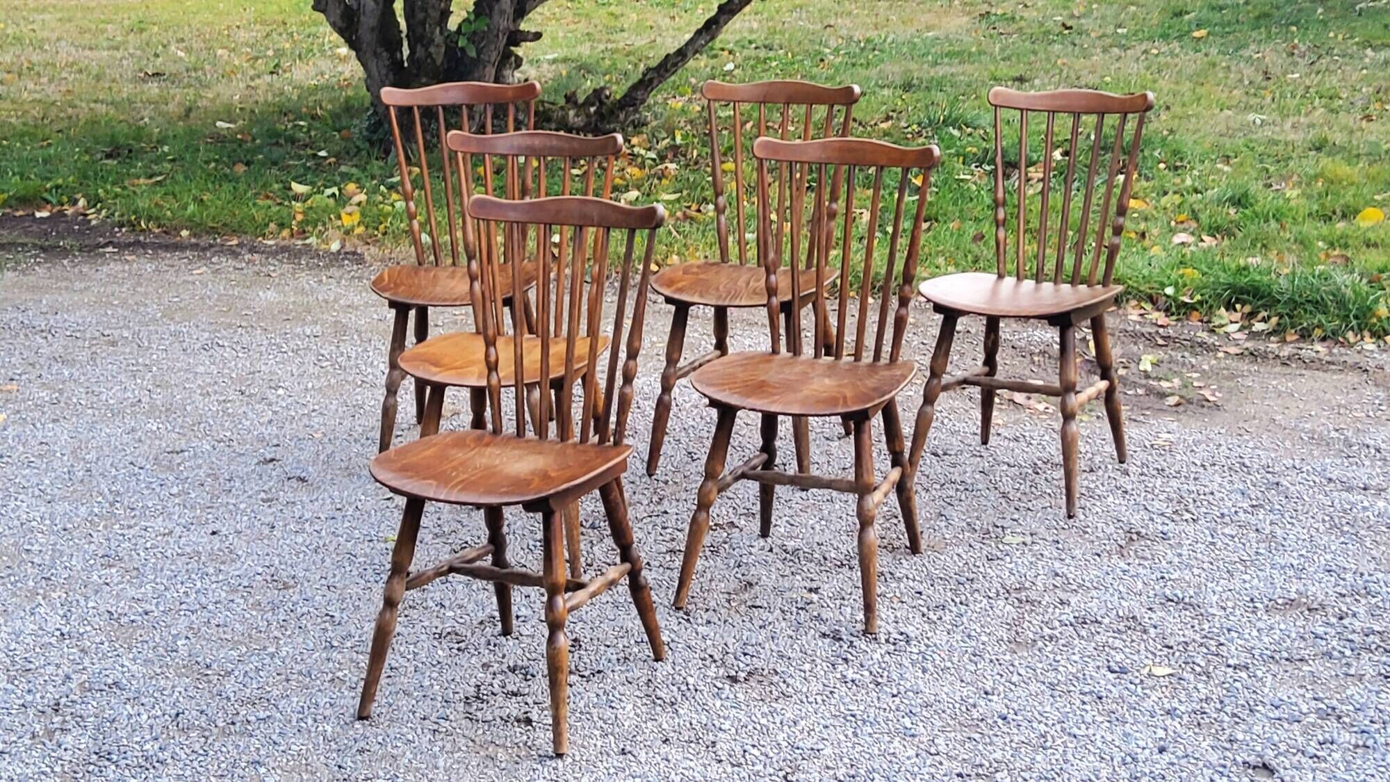 Set de 6 chaises de bistrot Baumann vintage des années 60