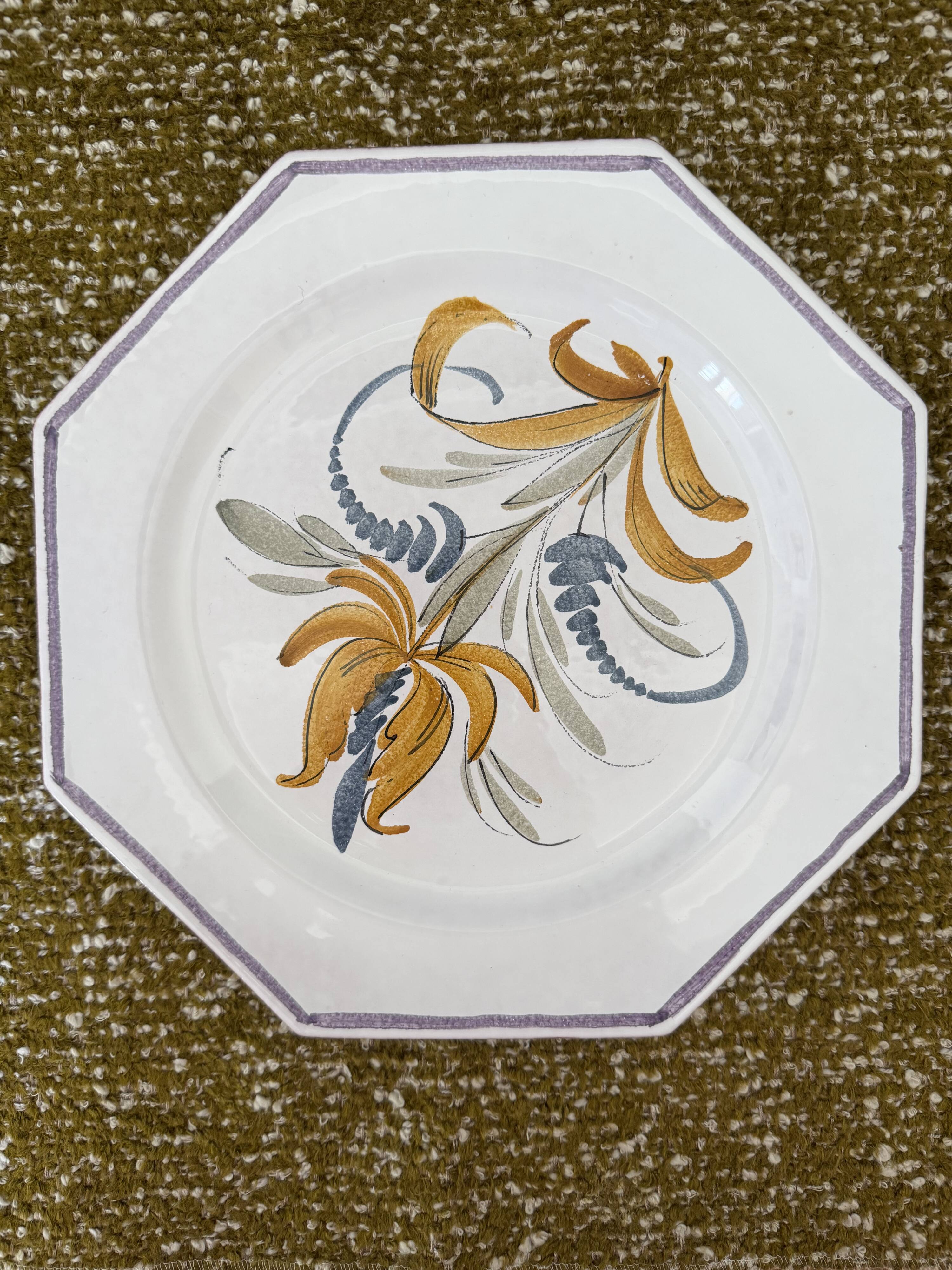 Hand-painted octagonal plate