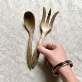 2 wooden salad cutlery