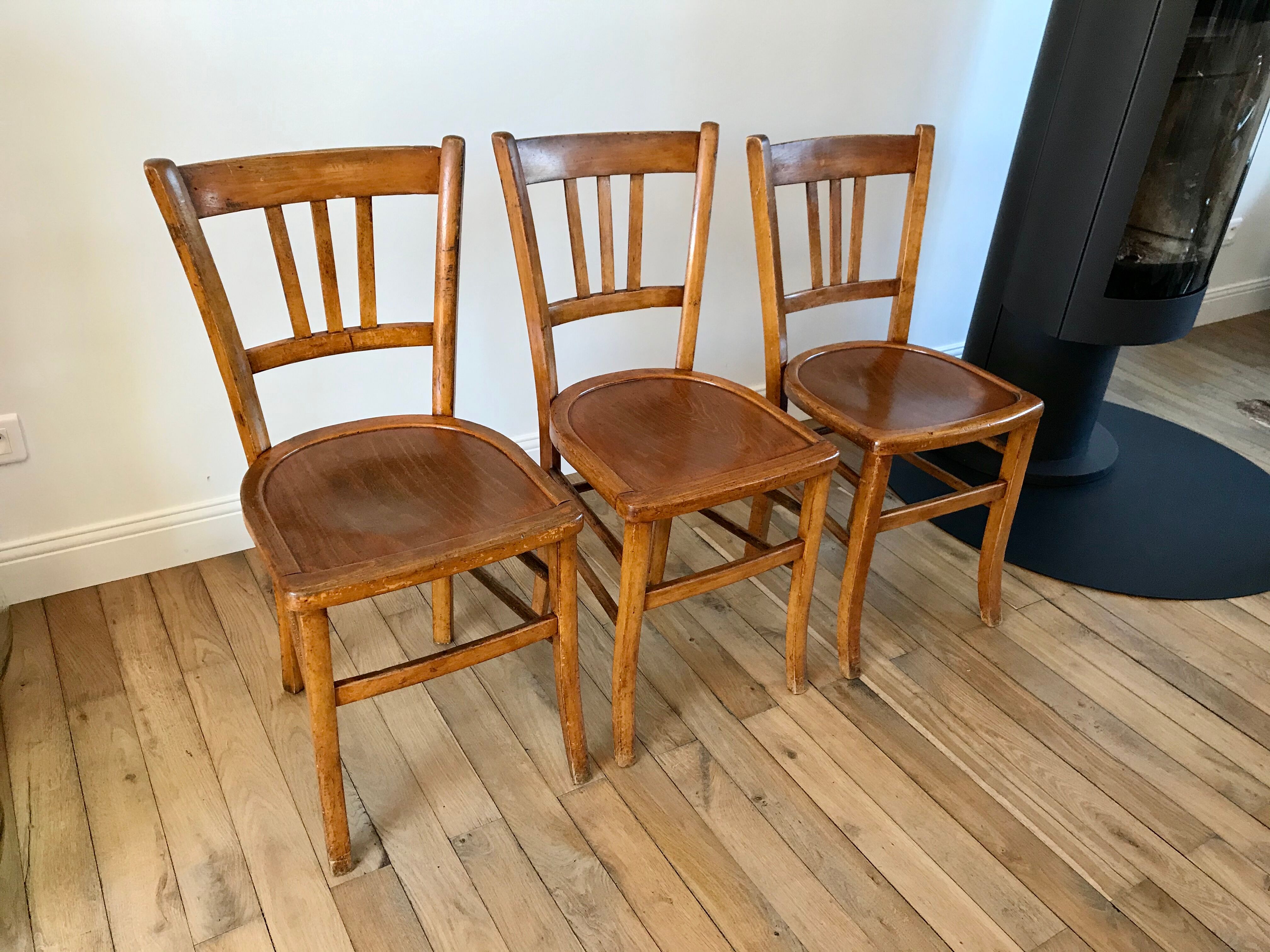 Trio de chaises bistrot Luterma années 50