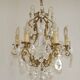 French Art Nouveau chandelier with 6 lights in bronze and crystal Acanthus 5552