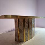 Table à manger en marbre et en laiton avec surface enmarbre