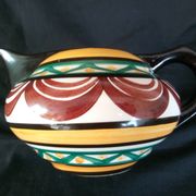 Art deco coffee service in St. Jean de Bretagne earthenware, hand painted (15 pieces)
