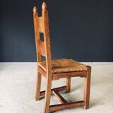 Handcrafted Oak and Rush Dining Chairs, Belgium, 1960s, Set of 6