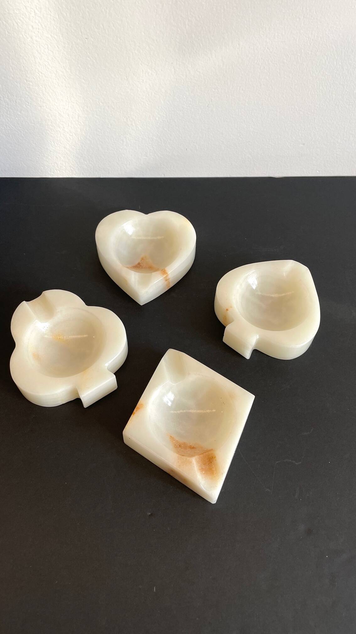 Vintage playing cards onyx ashtrays