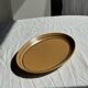 Large oval Sarreguemines stoneware dish with brown border 27x37