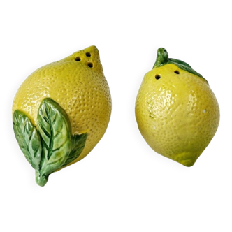 Vintage Salt And Pepper Shakers Ceramic Slush Lemon Shape