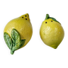 Salière Et Poivrière Vintage Barbotine Céramique Forme Citron