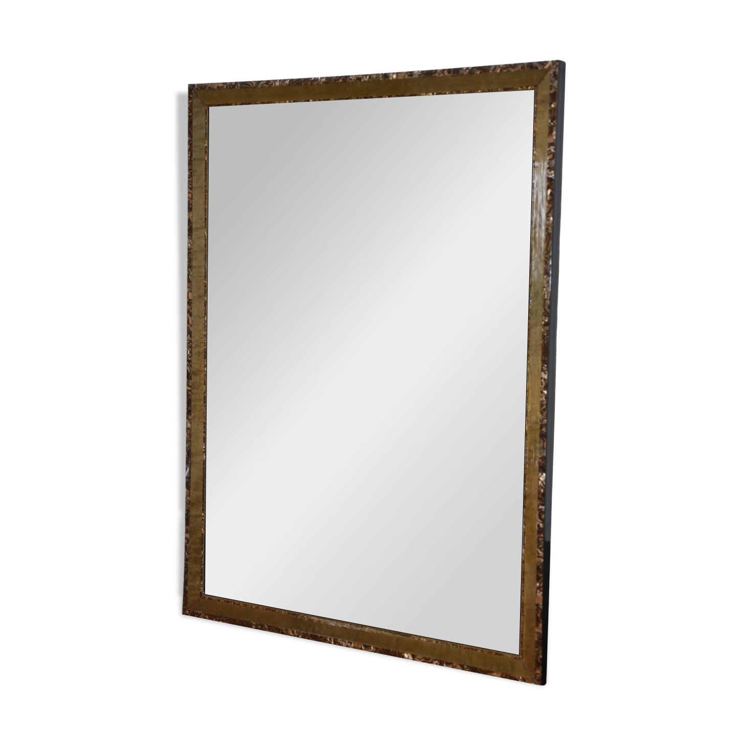Large khaki beveled mother-of-pearl mirror from the 70s/80s