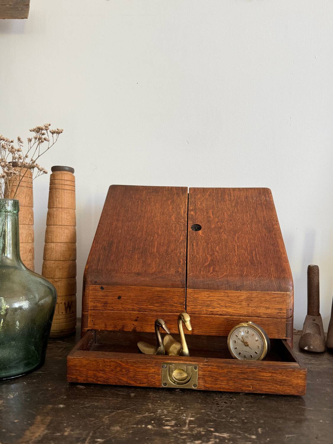 Small wooden mail storage unit