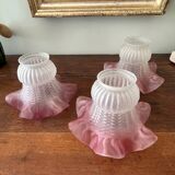 Lot de 3 tulipes en verre dépoli anciennes