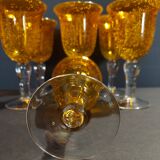 Series of six water glasses blown glass Biot XXth