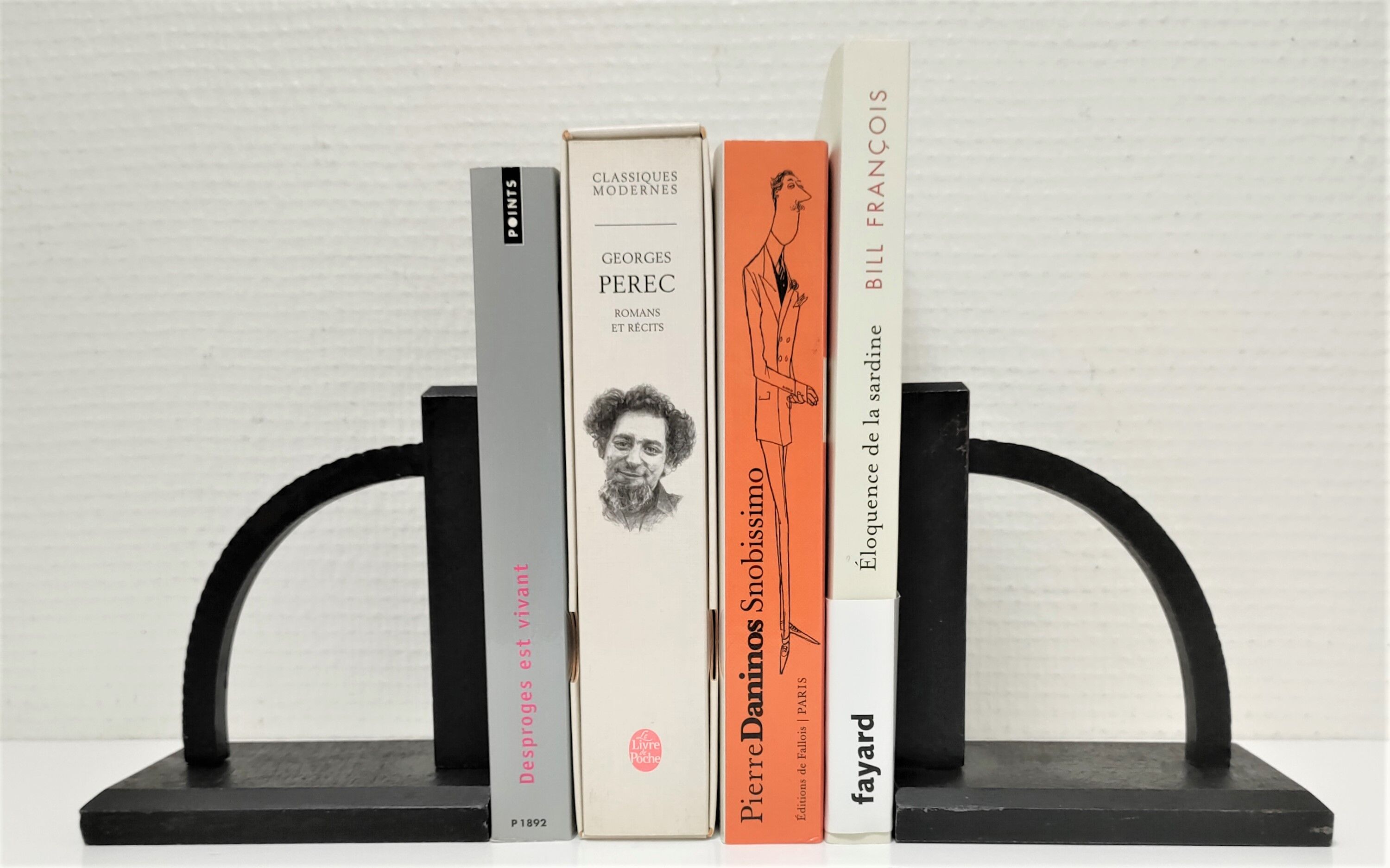 Pair of bookends in black lacquered steel design 60s