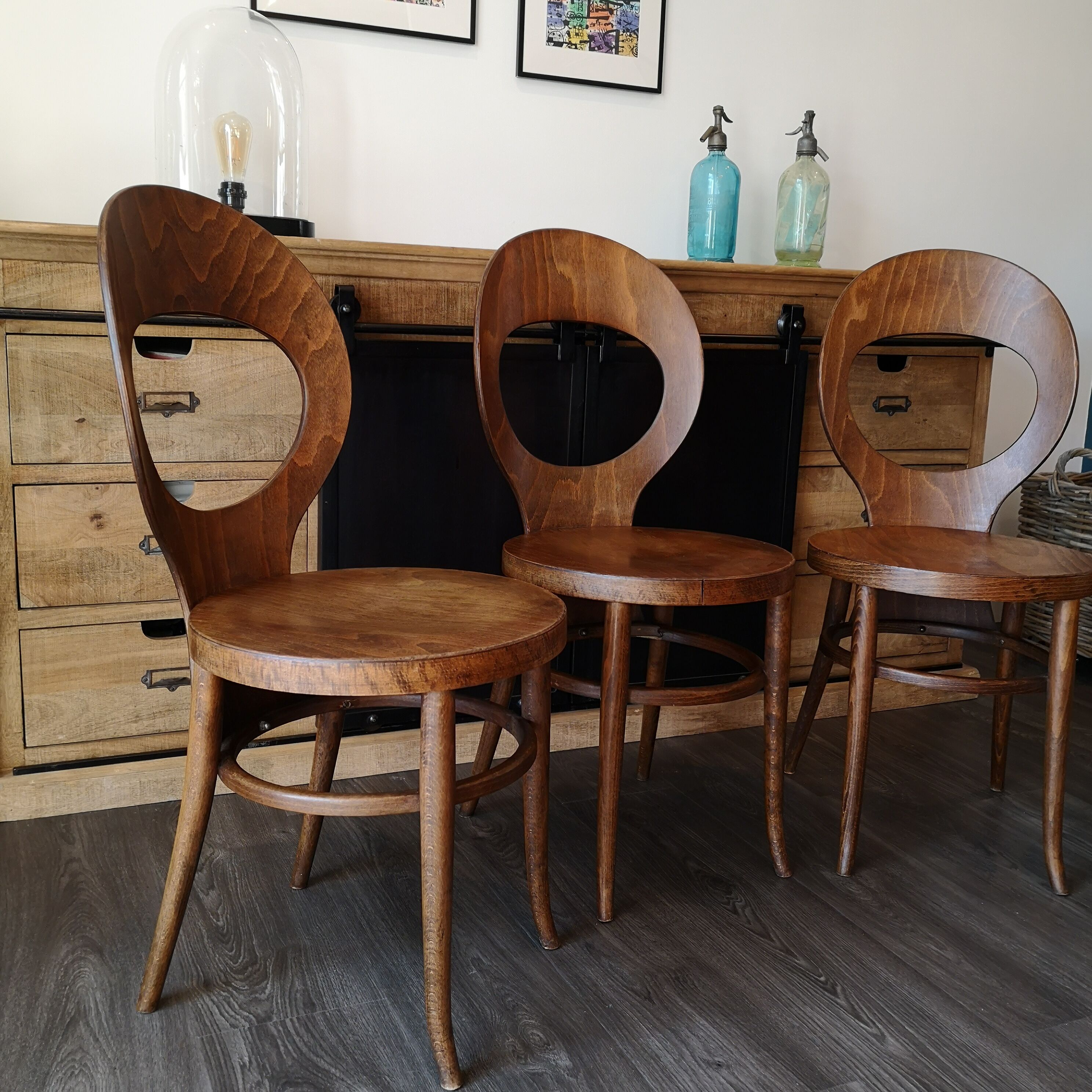 Série de 4 chaises bistrot Baumann mouette