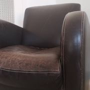 Vintage club armchair in dark brown leather – 1980s-1990s style