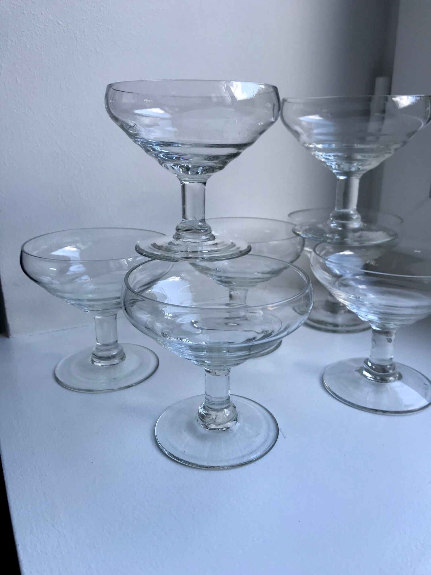 Set of 7 crystal champagne glasses 50s-60s