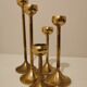 Set of 5 brass candlesticks from the 70s