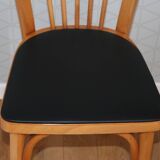 4 BAUMANN N°12 chairs in black skai and light beech