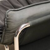 Vintage armchair by Johan Bertil Häggström for Ikéa in leather and chrome metal, 1970s