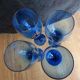 4 large vintage blue wine glasses.