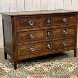 Louis XVI period chest of drawers in walnut, oak and fir, 18th century