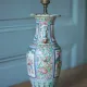 Canton porcelain table lamp, Chinese lamp with polychrome decoration.