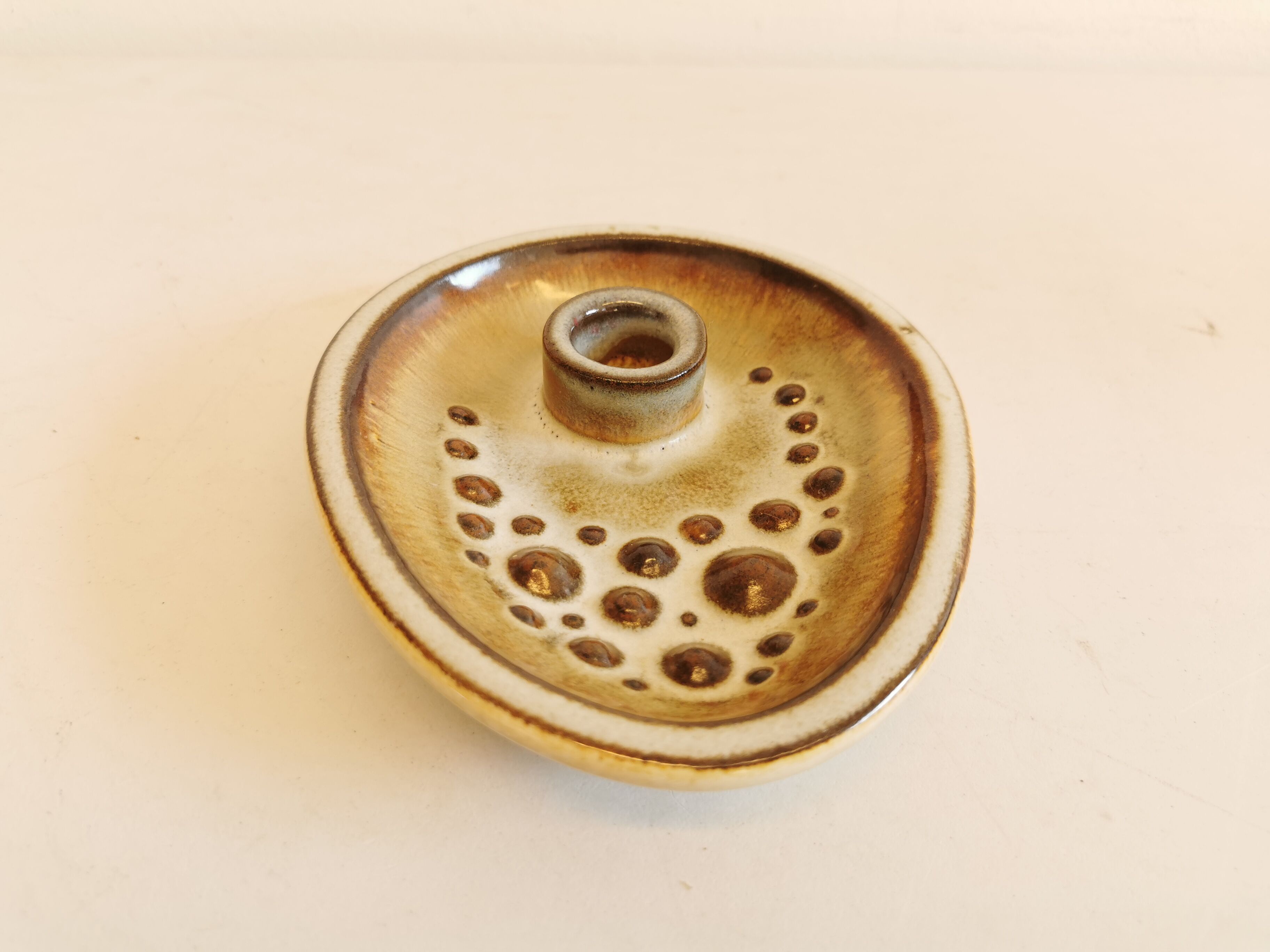 Ceramic candle holder, produced by Danish Søholm and designed by Einar Johansen.