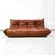 Togo sofa in cognac cowhide by Michel Ducaroy for Ligne Roset.
