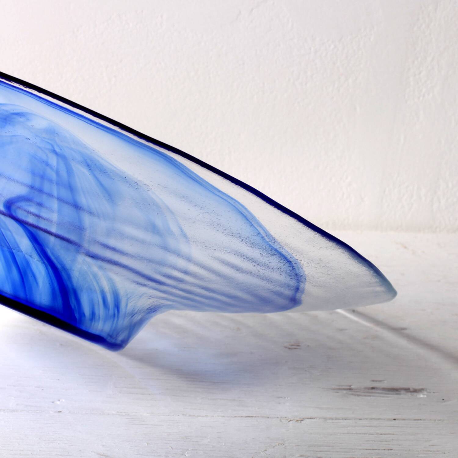 Mid-Century Bormioli Rocco Blue Swirl Glass Bowl - Italy 1990s