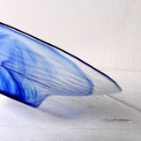 Mid-Century Bormioli Rocco Blue Swirl Glass Bowl - Italy 1990s