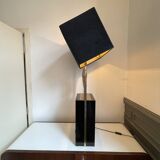 MAISON JANSEN (attr) 'Ammonite' lamp 102cm, gilded brass and black lacquered wood