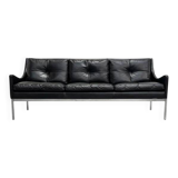 Canapé 3 places en cuir de style Bauhaus, années 1960