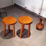 2 vintage tripod stools