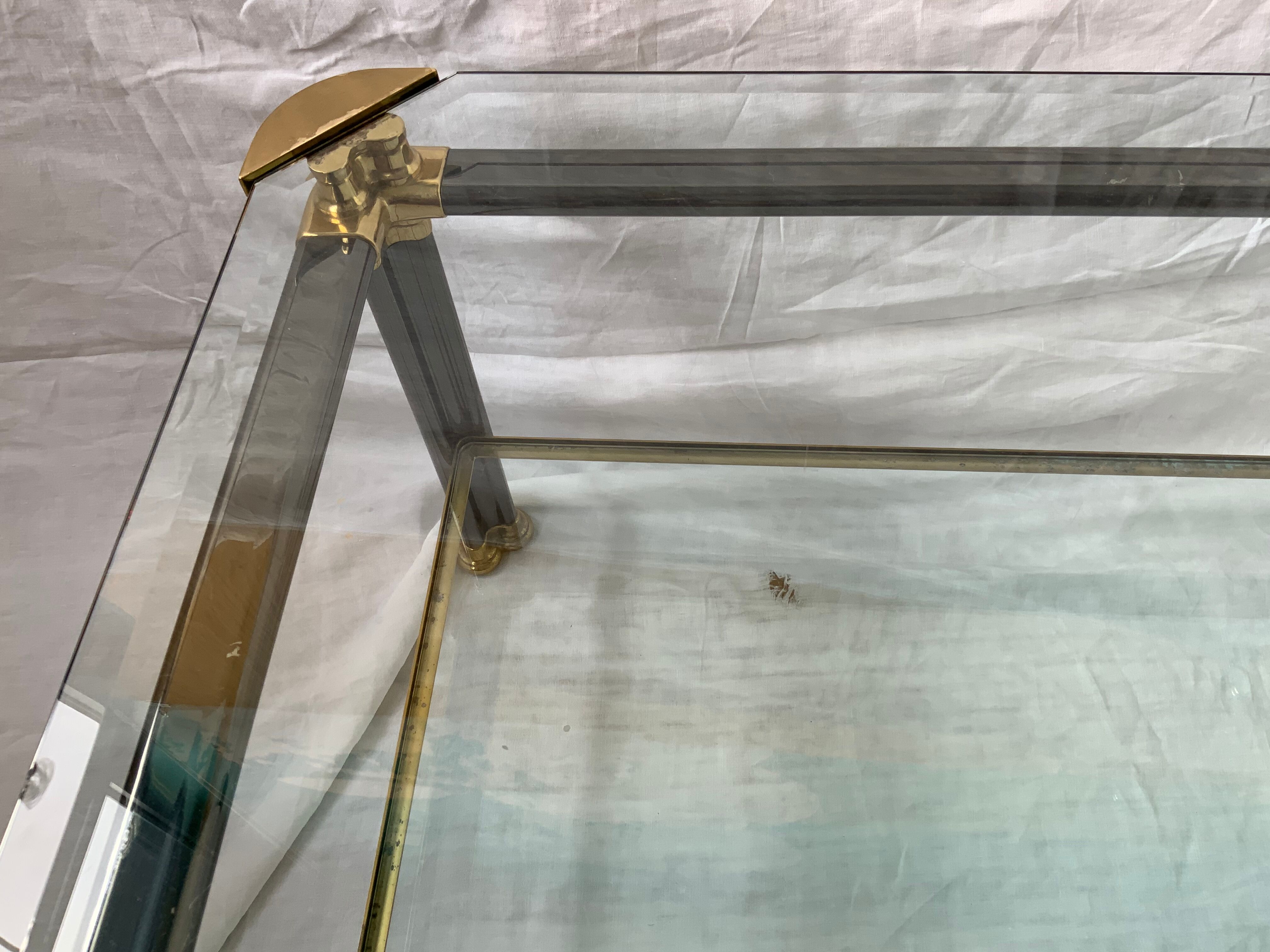 Glass and brass coffee table