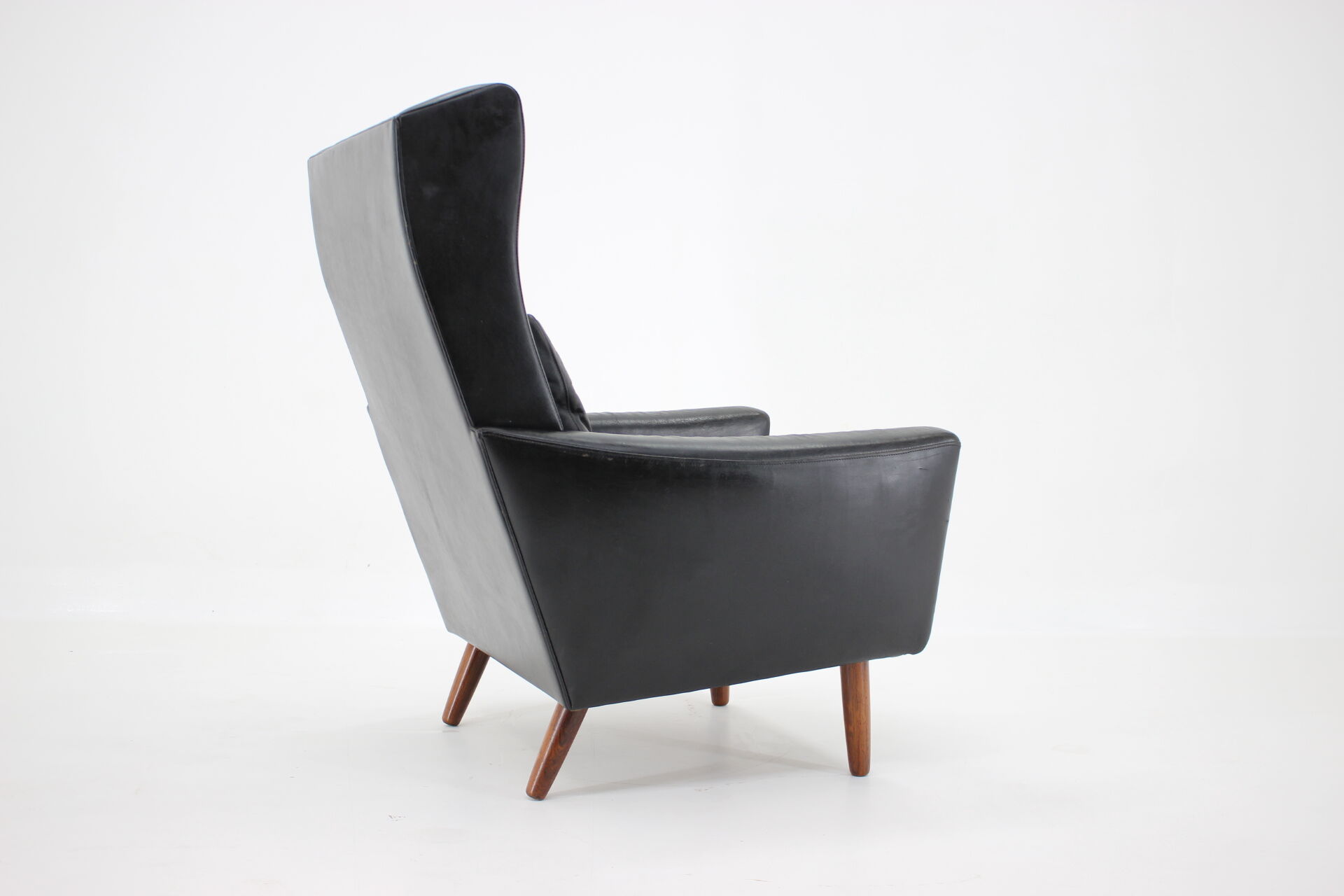 1970s leather wingback lounge chair, denmark