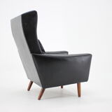 1970s leather wingback lounge chair, denmark