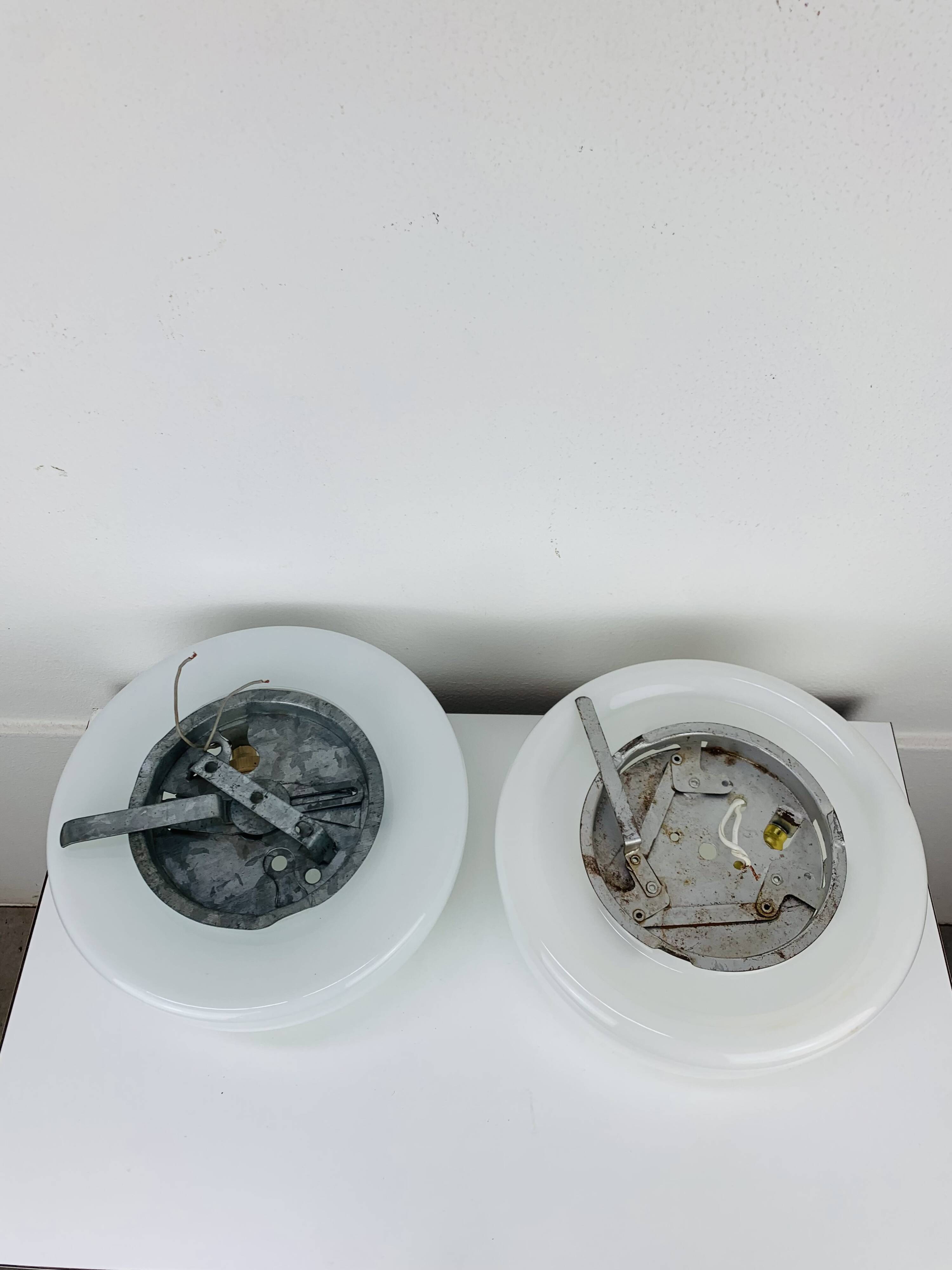 Pair of opaline ball wall lights, vintage half spheres