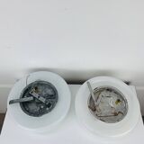 Pair of opaline ball wall lights, vintage half spheres