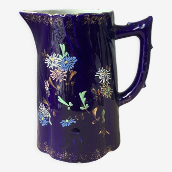 Cobalt blue pitcher Napoleon III enamelled decoration