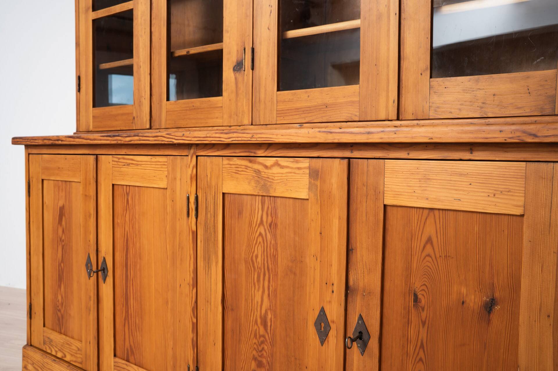 Monumental Pine School Library Bookcase from Warsaw, Poland, 1920s