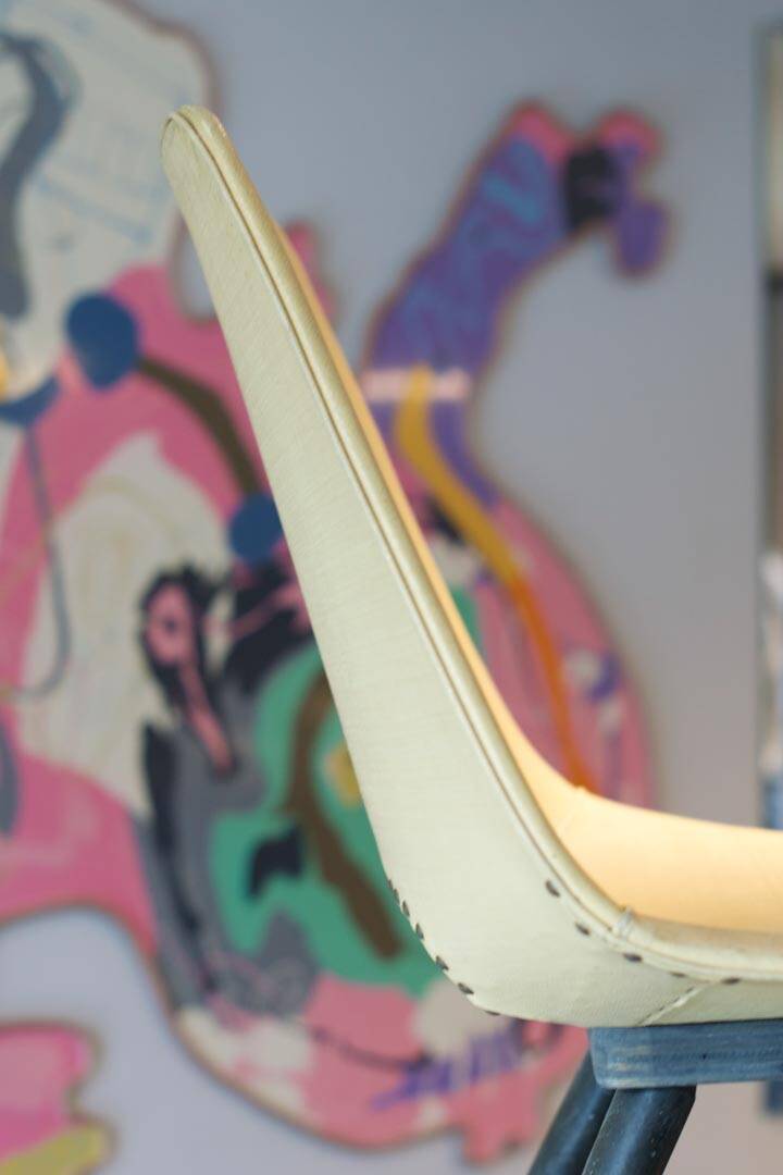 Pair of yellow “Tonneau” chairs Pierre Guariche edition Thonet 1950